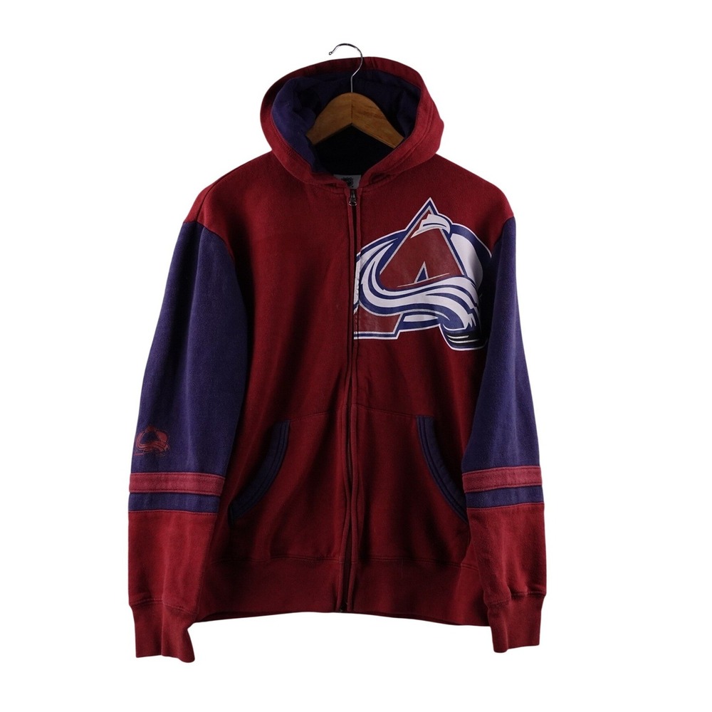 Colorado Avalanche NHL Hockey Full Zip Hoodie Youth X Large Maroon Navy Blue